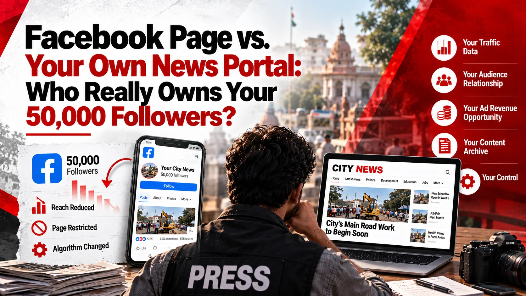 Facebook Page vs Your Own News Portal: Who Owns Your 50,000 Followers? background