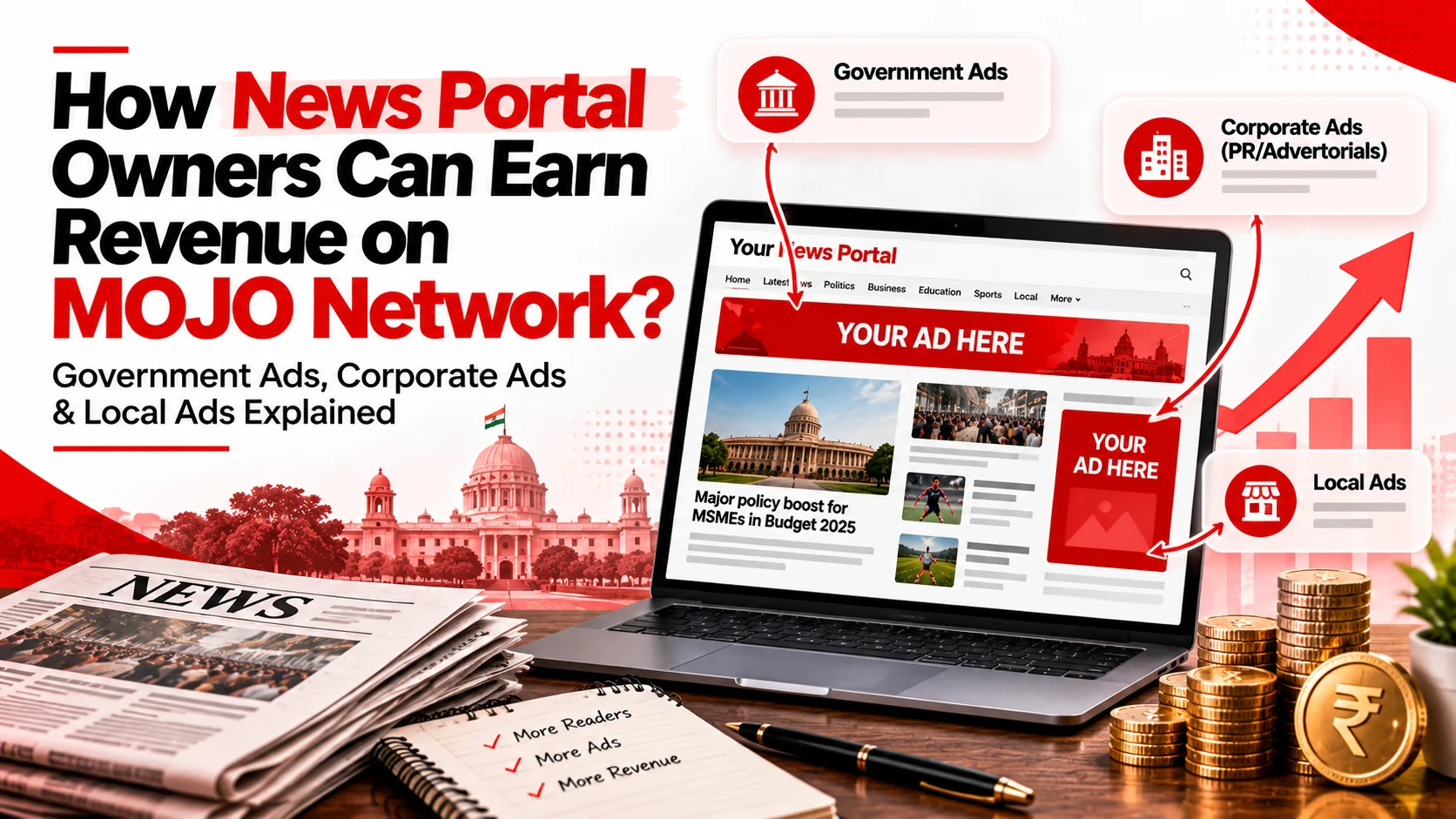 How to Earn Revenue on Your News Portal with MOJO Network? background