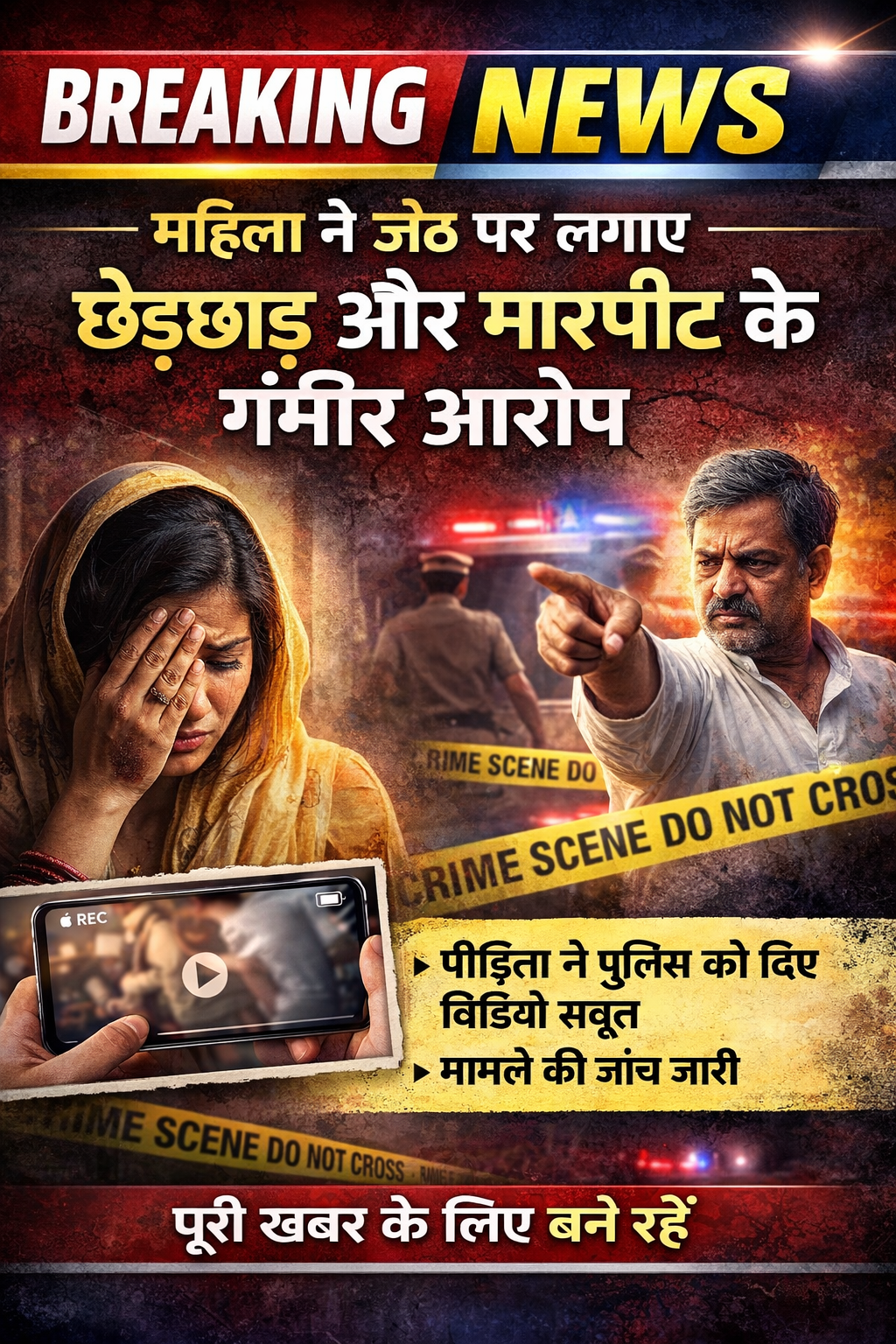 महिला ने अपने जेठ पर लगाए छेड़छाड़ और मारपीट के आरोप  