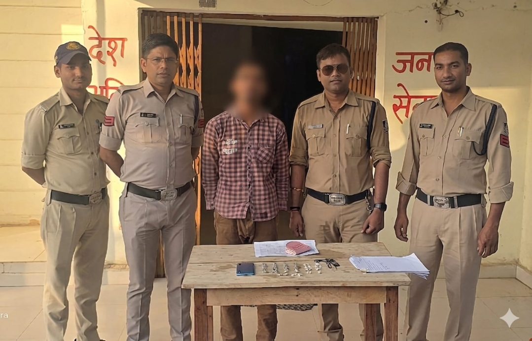 *मनगवां पुलिस द्वारा गृहभेदन कर चोरी  करने वाले आरोपी को  मय चोरी  के जेबरात व मोबाईल सहित गिरफ्तार कर भेजा जेल* 