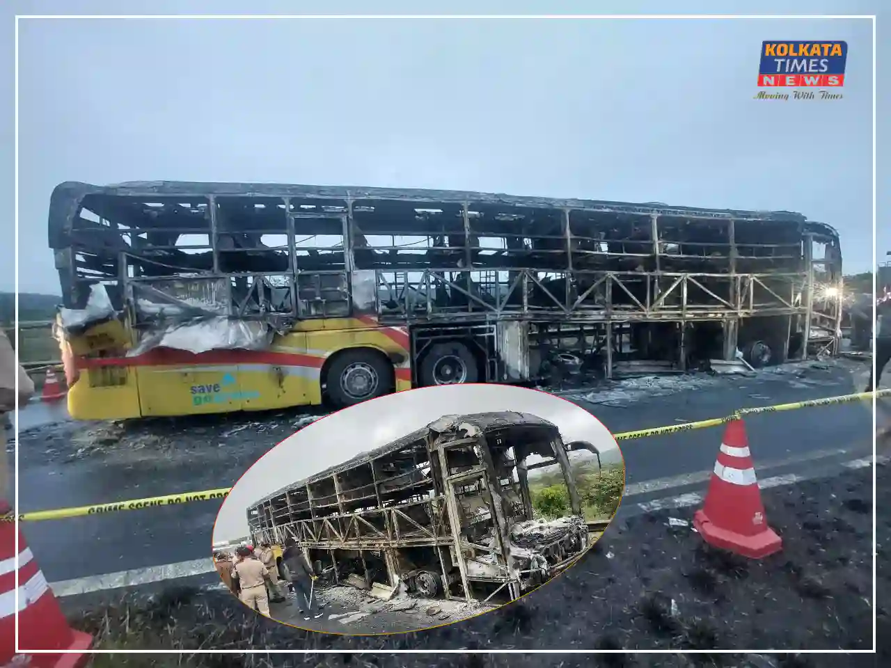 কুর্নুলে ভয়াবহ বাস দুর্ঘটনা: বাইকের সঙ্গে ধাক্কা, মুহূর্তে দাউদাউ আগুনে পুড়ে মৃত্যু ২৫ জনের !