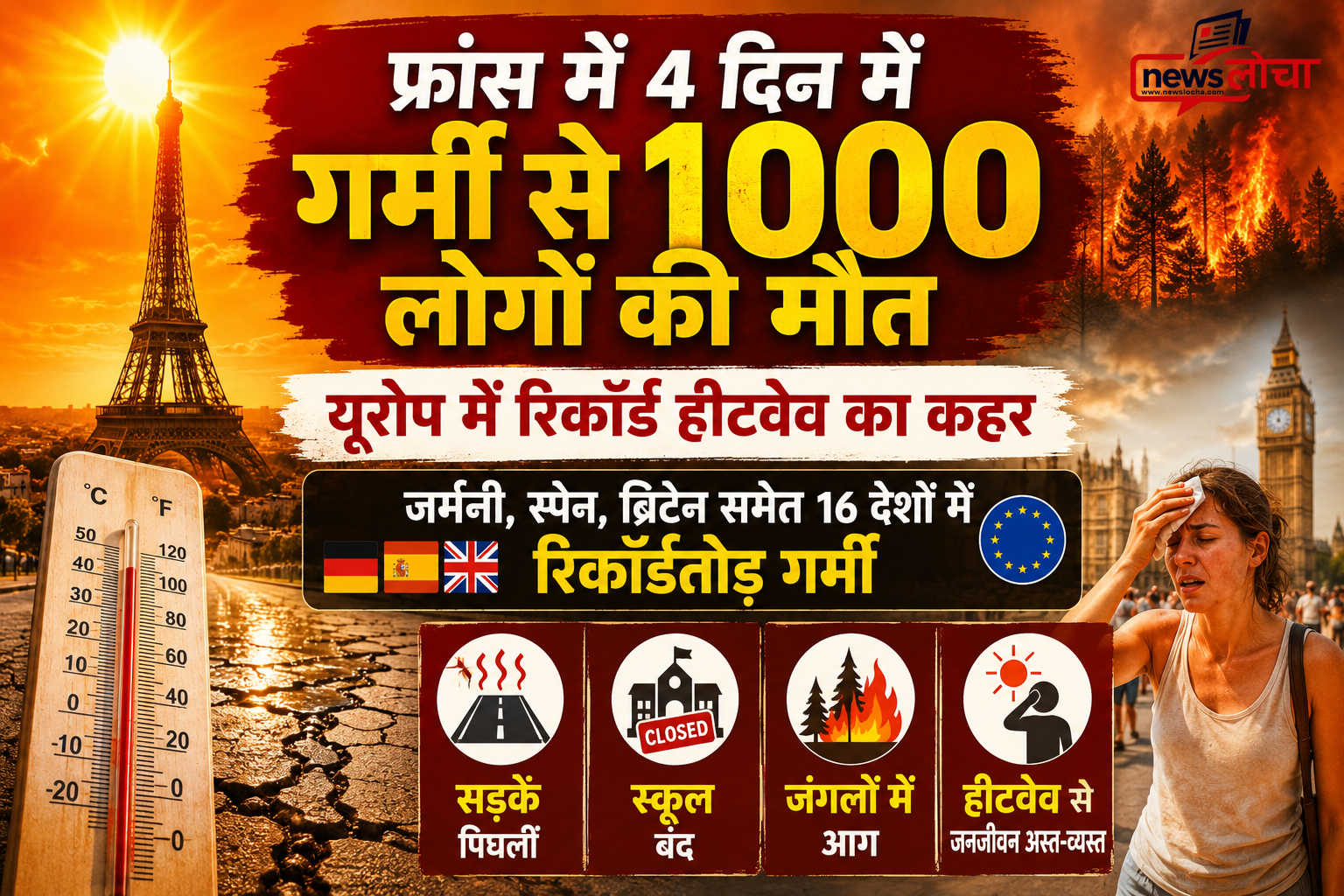 फ्रांस में 4 दिनों में 1000 लोगों की मौत
