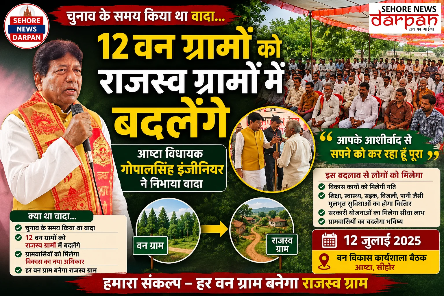 विधायक गोपालसिंह इंजीनियर की पहल: 12 वन ग्रामों का होगा राजस्व ग्रामों में परिवर्तन