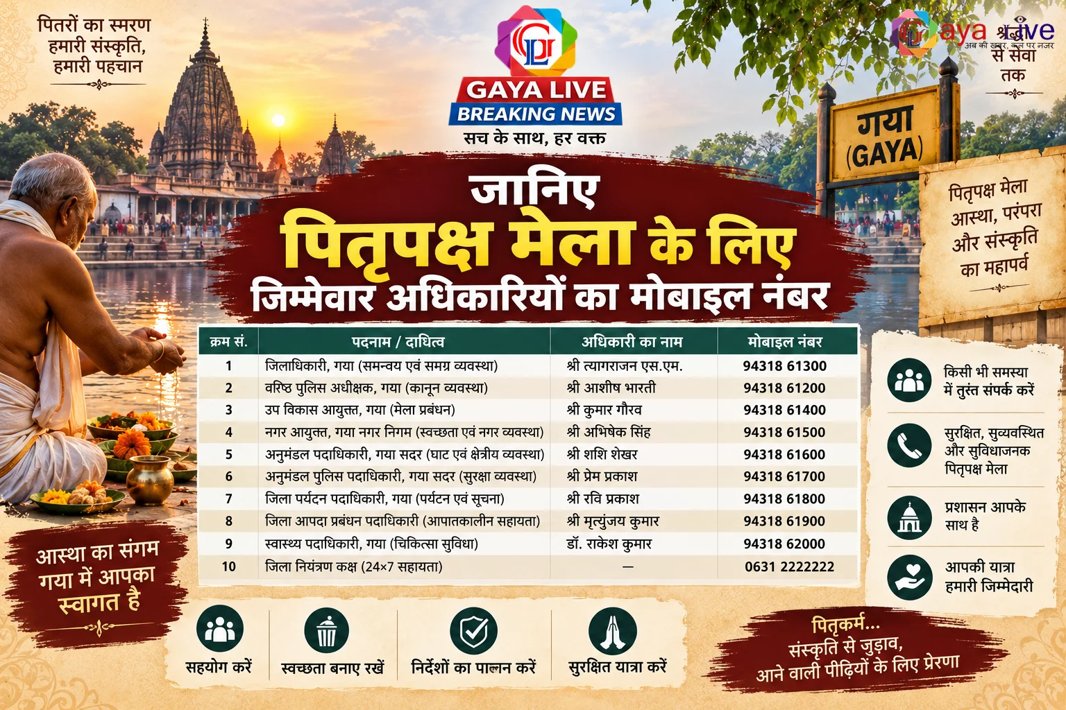 पितृपक्ष मेले की तैयारी को प्रशासन ने दी रफ्तार, 21 कोषांग संभालेंगे गयाजी की व्यवस्था