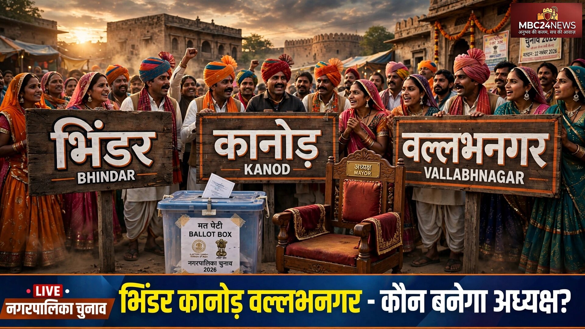 नगरीय निकाय चुनाव 2026 | उदयपुर नगर निगम + भींडर, वल्लभनगर, कानोड़, मावली, फतहनगर में अध्यक्ष का चुनाव