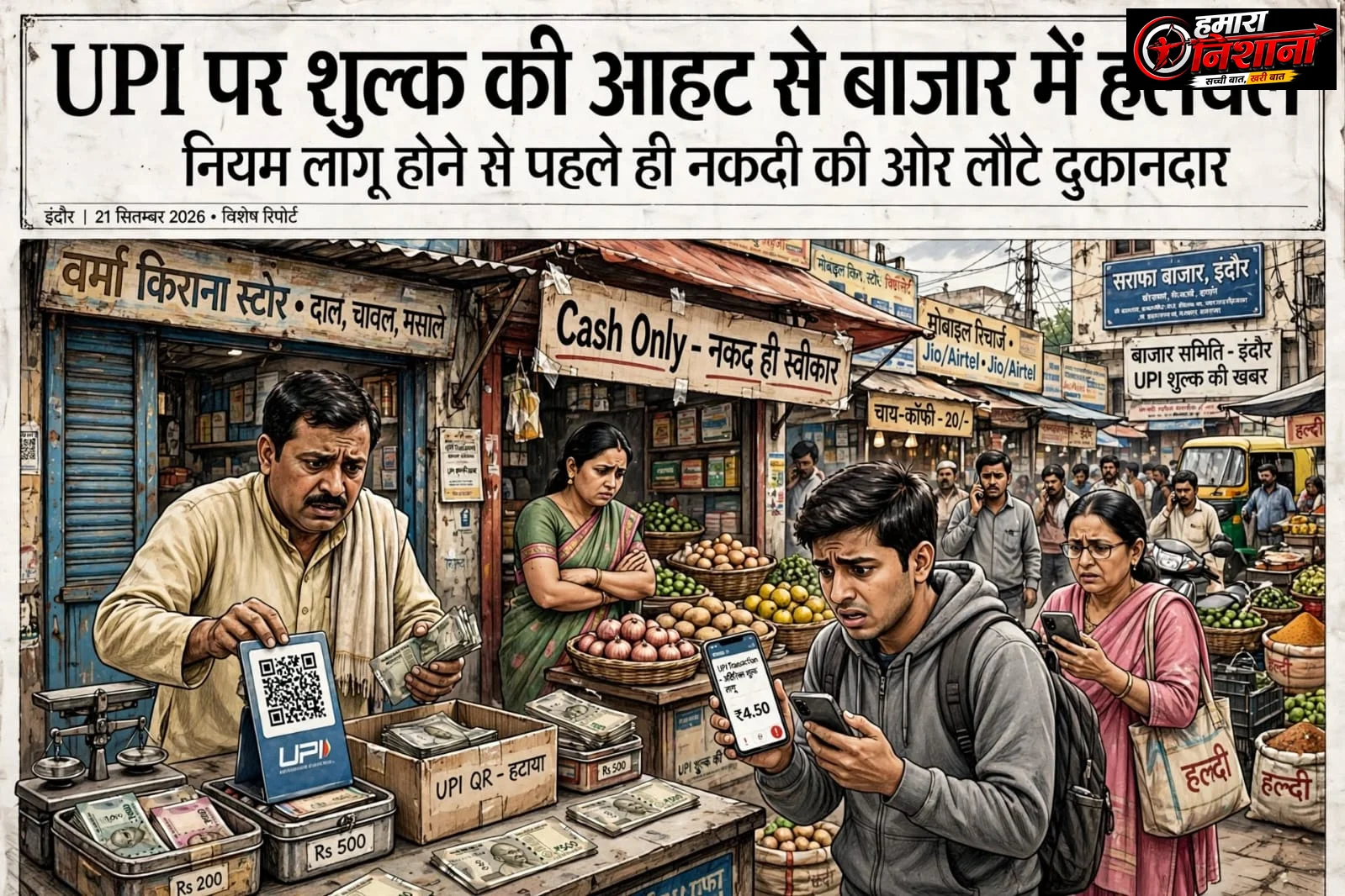 क्यू आर कोड हटे ,कैश लौटा : यूपीआई के नए नियम से पहले ही क्यों बदलने लगा बाजार ?