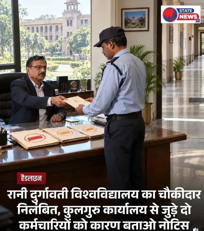 रानी दुर्गावती विश्वविद्यालय जबलपुर का चौकीदार निलंबित, कुलगुरु कार्यालय से जुड़े दो कर्मचारियों को कारण बताओ नोटिस
