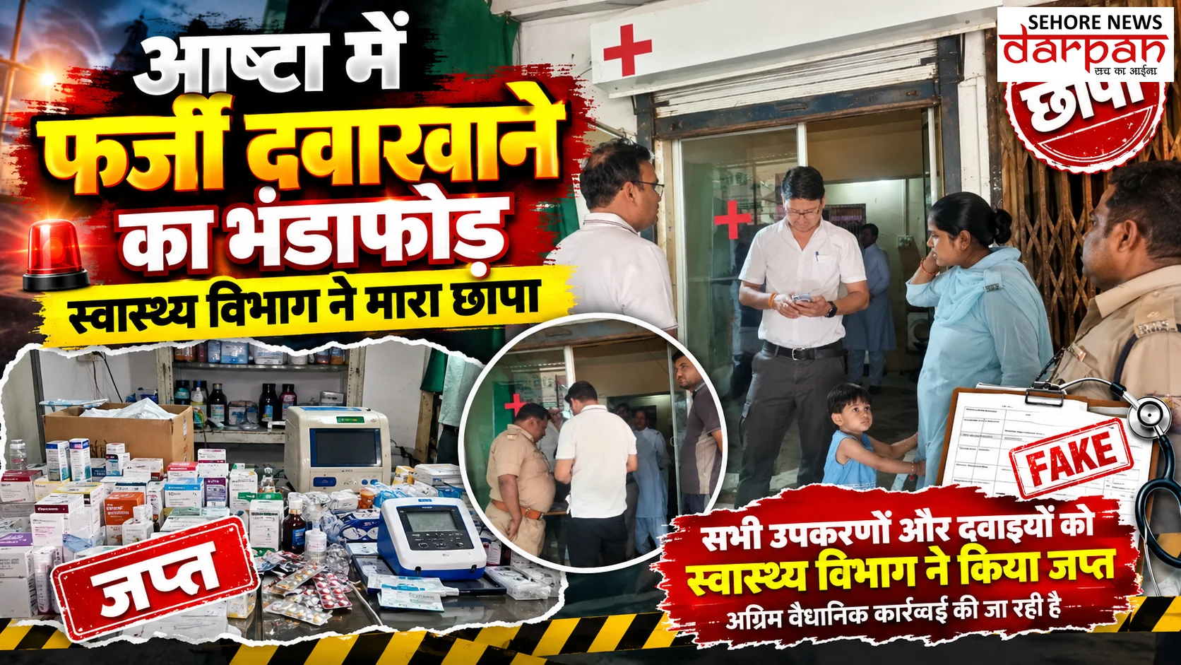 आष्टा में फर्जी दवाखाने का भंडाफोड़, स्वास्थ्य विभाग ने मारा छापा