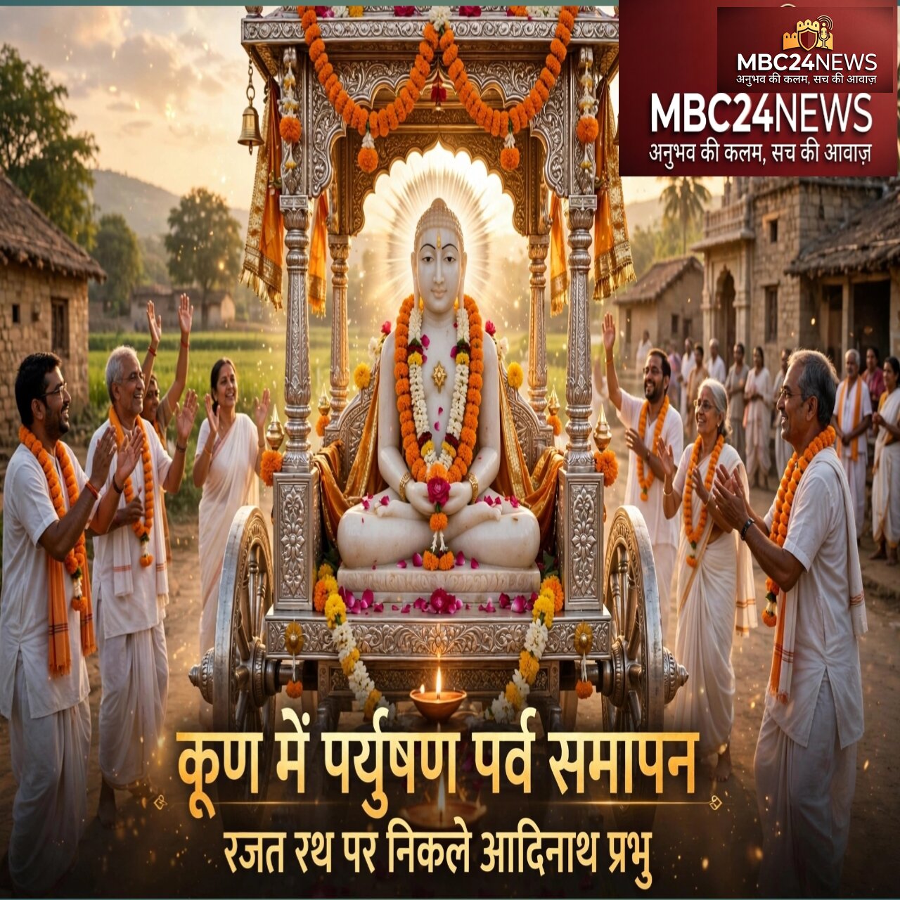 कूण में पर्युषण पर्व का भव्य समापन: रजत रथ पर सवार होकर निकले आदिनाथ प्रभु, क्षमायाचना के साथ गूंजा - मिच्छामी दुक्कड़म्