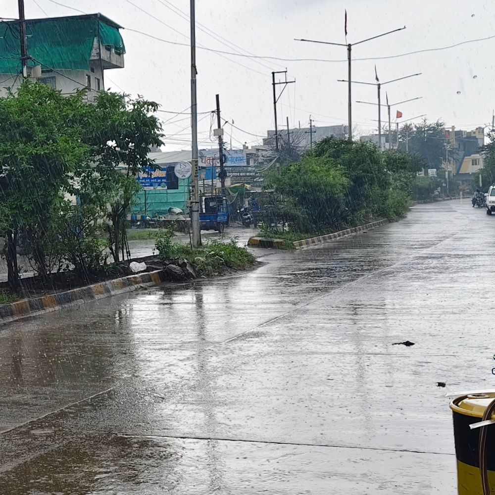 धार में 10 मिनट बरसे बादल, सोयाबीन को मिली राहत:566.7 मिमी बारिश हुई, पिछले साल से 379 मिमी कम; किसानों को अब भी तेज बारिश का इंतजार