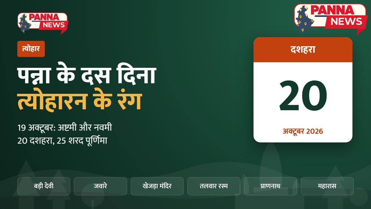 पन्ना त्योहार कैलेंडर अक्टूबर 2026 बैनर