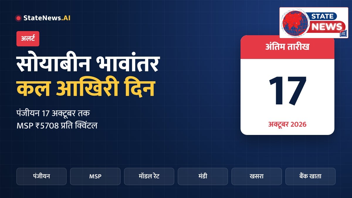 सोयाबीन भावांतर: पंजीयन की आखिरी तारीख 17 अक्टूबर, कल तक मौका, ध्यान रखें ये 5 बातें वरना MSP का अंतर हाथ से जाएगा