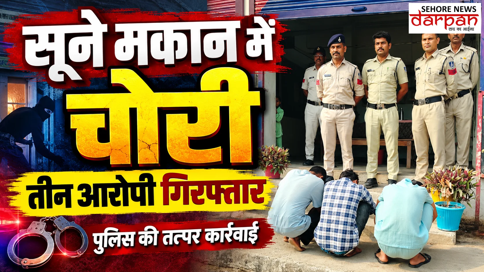 सूने मकान में चोरी: तीन आरोपी गिरफ्तार, पुलिस की तत्पर कार्रवाई