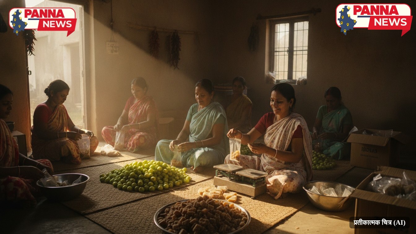 आंवला पैक करती स्वयं सहायता समूह की महिलाएं (प्रतीकात्मक AI चित्र)