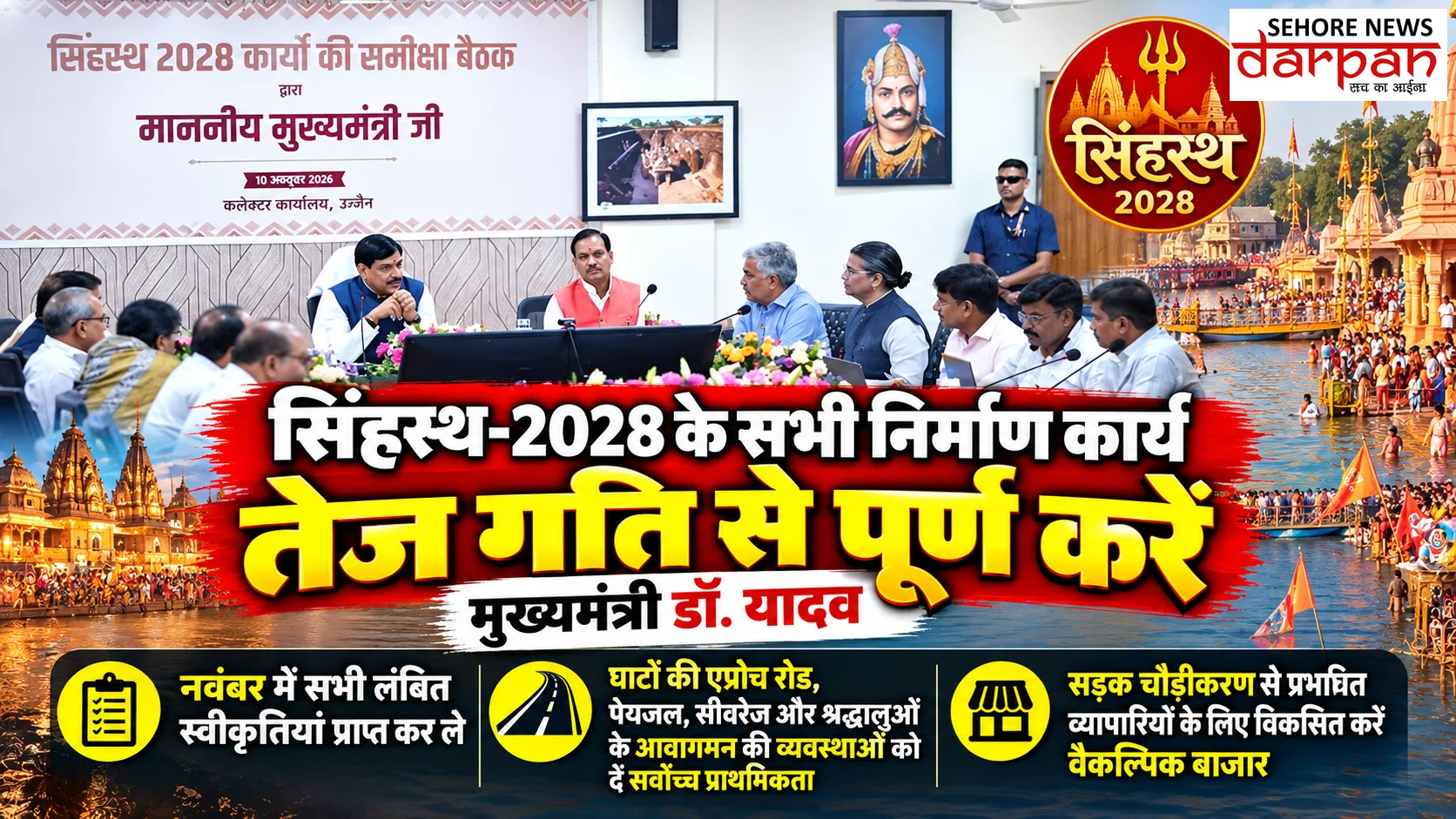 सिंहस्थ-2028 के सभी निर्माण कार्य तेज गति से पूर्ण करें – मुख्यमंत्री डॉ. यादव