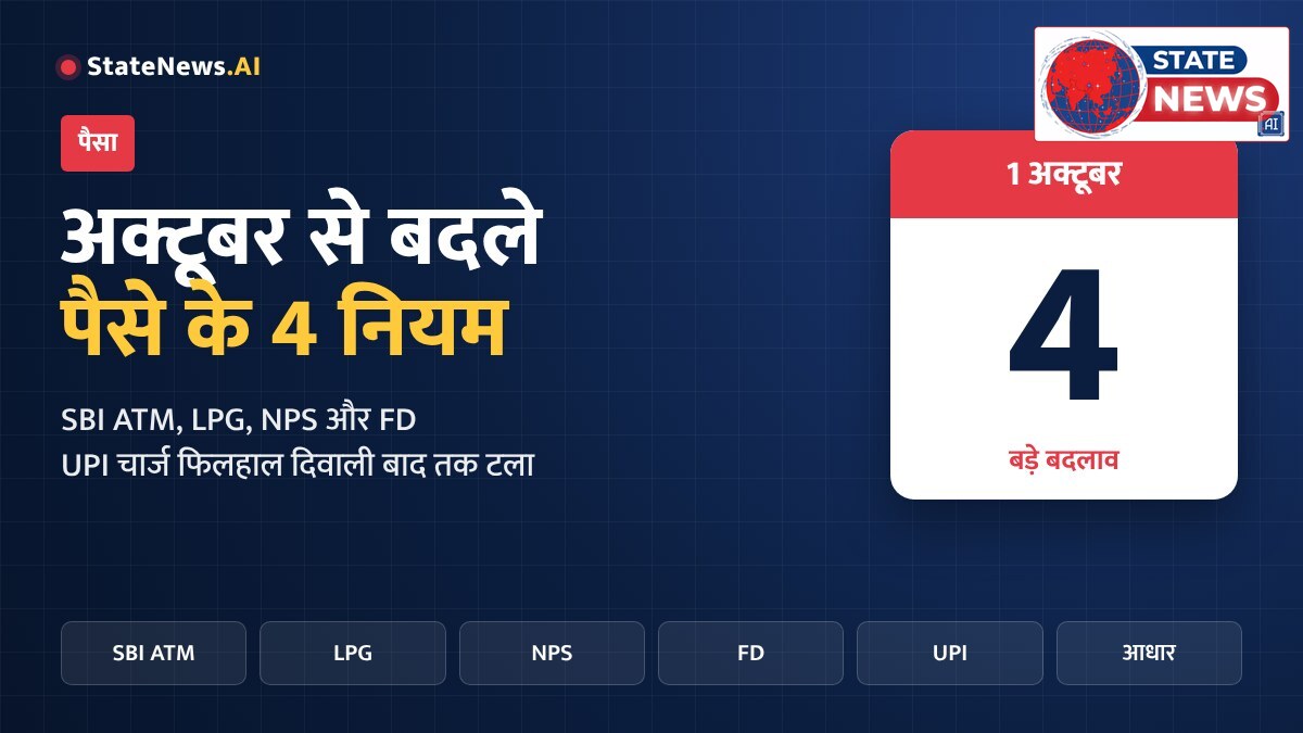 अक्टूबर 2026 से बदले पैसे के 4 नियम: ATM, LPG, NPS, FD पर ध्यान रखें, UPI चार्ज टला