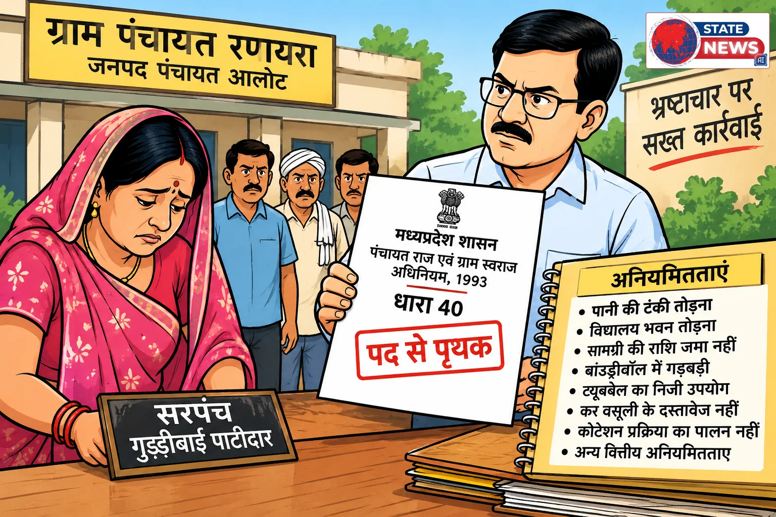 रणायरा की सरपंच गुड्डीबाई पाटीदार पद से पृथक