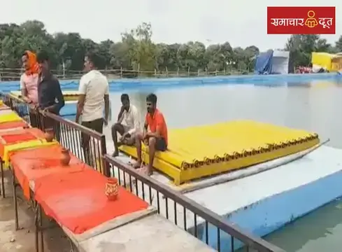 गणेश विसर्जन के लिए रायपुर में बने अस्थायी कुंड