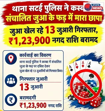 थाना सटई पुलिस ने कस्बा में संचालित जुंआ के फड़ में मारा छापा 